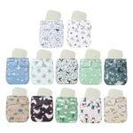 12 one size printed snap cloth diapers with bamboo inserts
